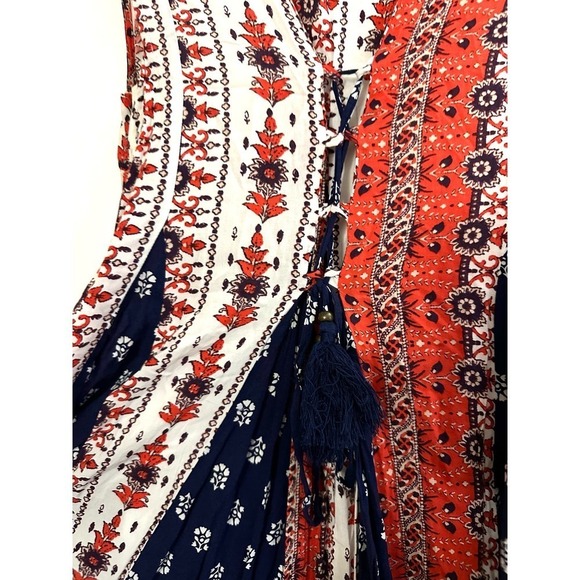 Maeve ANTHROPOLOGIE Canadice Red White Blue Patchwork Paisley Swing Dress XXSP - Picture 5 of 6